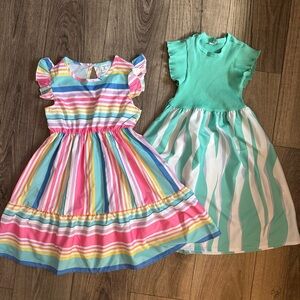 SHEIN Kids Dresses - Striped Multicolor and Mint Green